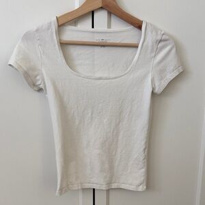 Brandy Melville White Scoop Neck Short Sleeve Tee